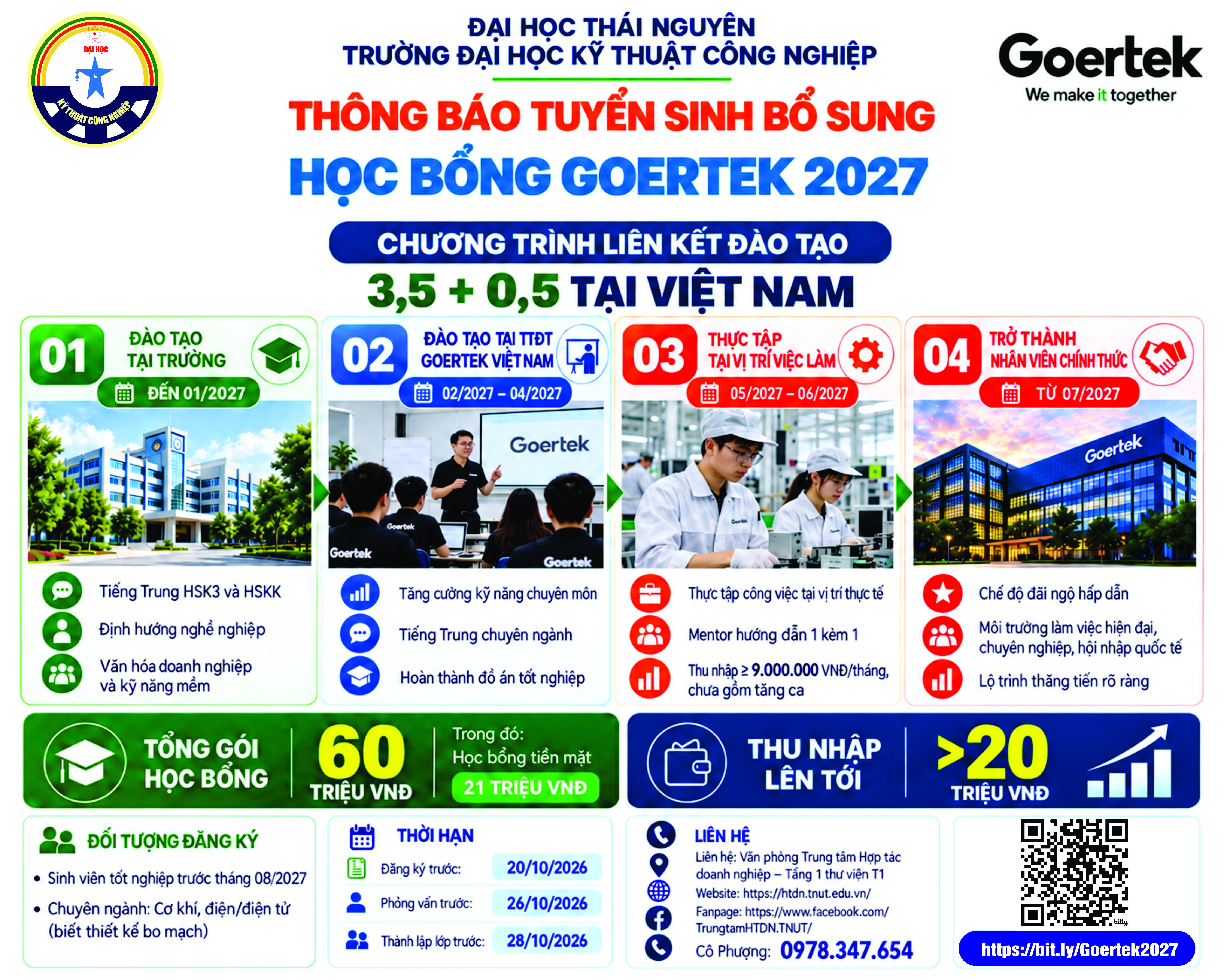 Tuyến sinh bổ sung Chương trình liên kết đào tạo Goertek 2027 | Tnut.edu.vn